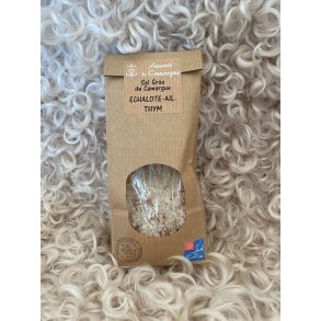 Kryddersalt, groft, med skalottelg, hvidlg og timian