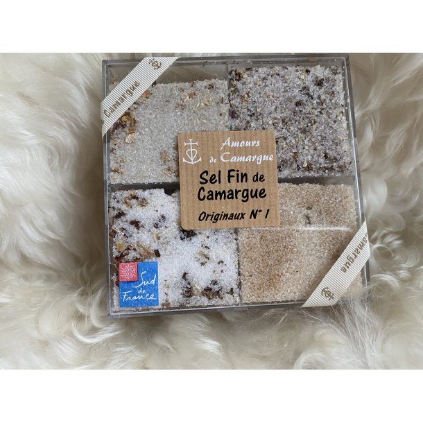 Gavepakke med 4 x kryddersalt, fint.